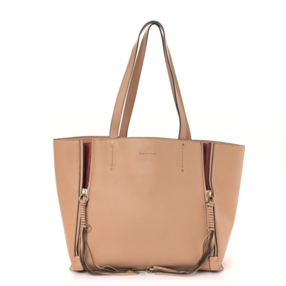 Chloe Smooth Calfskin Medium Milo Shopping Tote Beige